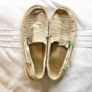 Beige Sanuks Beachy Slip Ons